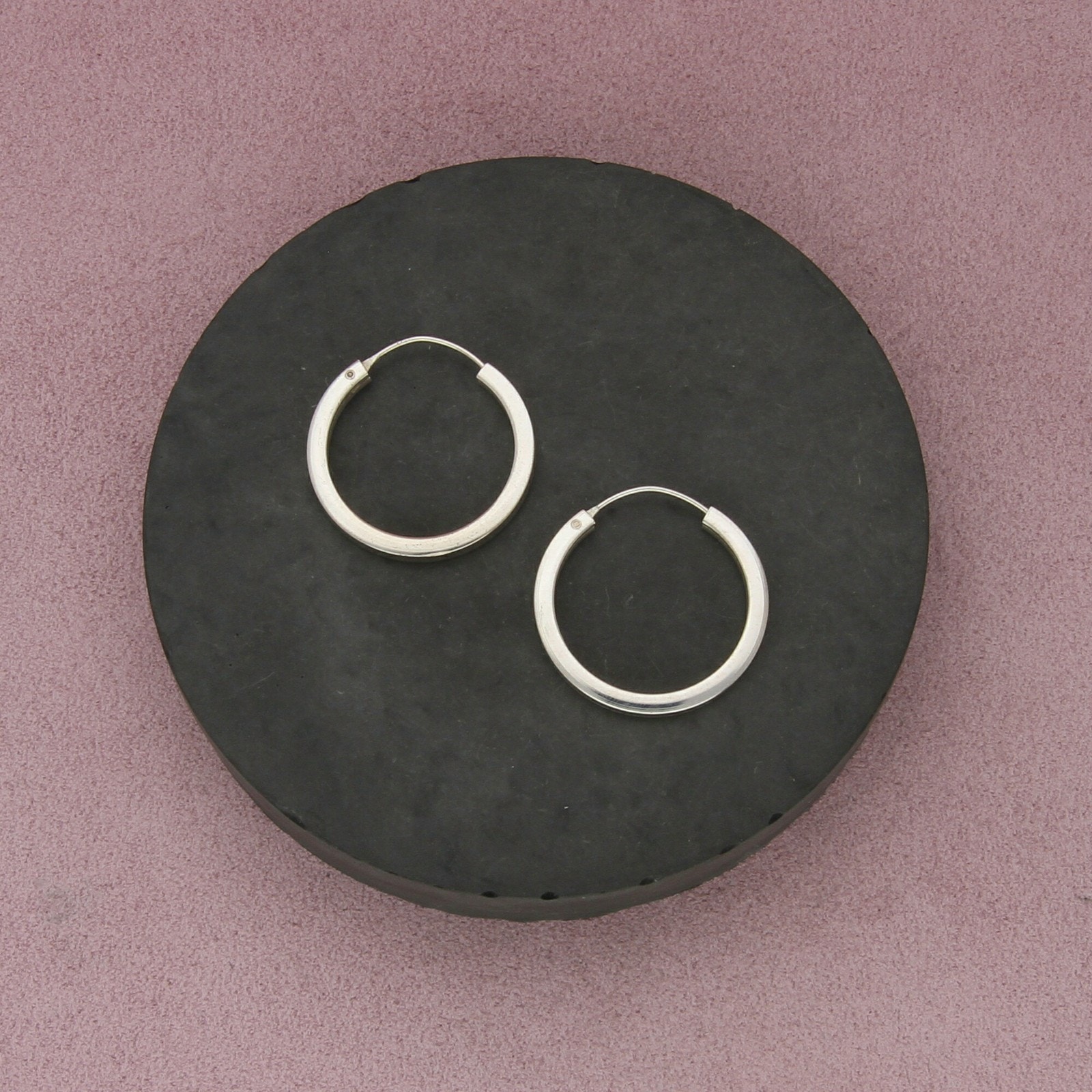 Sterling Silver Vintage Edged Hoop Earrings